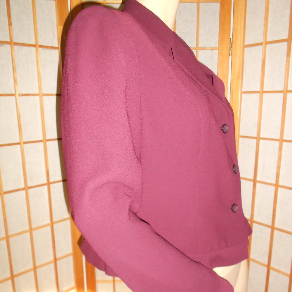 Albert Nipon Burgundy Button Front Blazer * Sz 12p - image 4